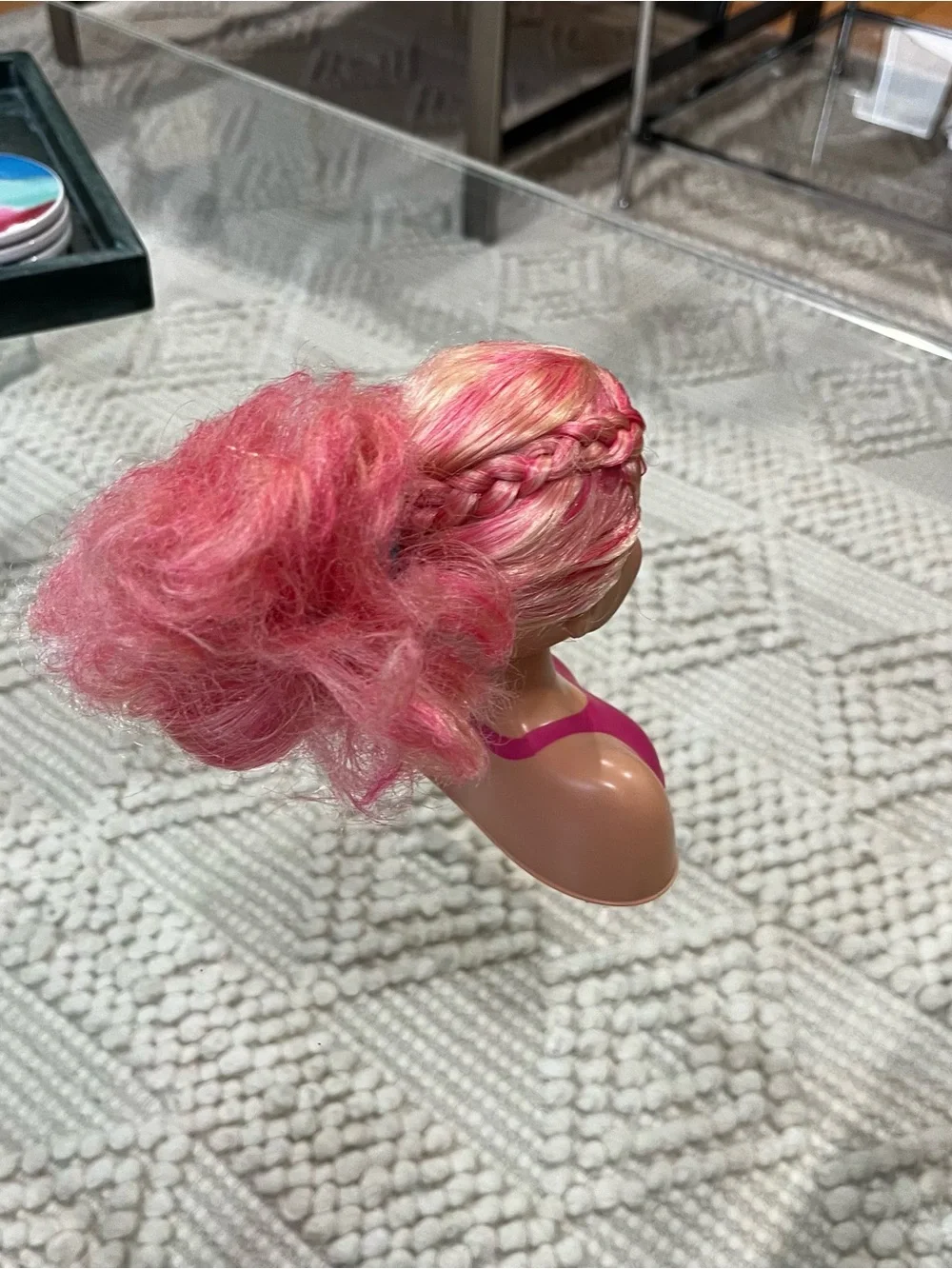 Barbie fashionistas pink hair mini small styling head toy